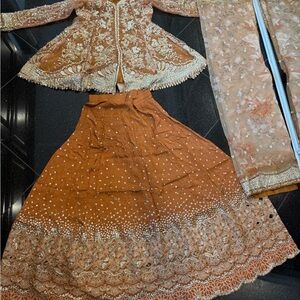 Elegant gold mustard lengha